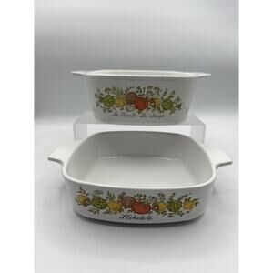 2pc Vintage Corning Ware Marjolaine Oven, Microwave Safe Cooking Set, Pre-owned